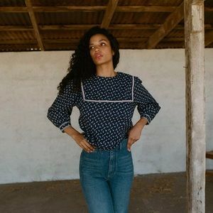 Doen Renoir floral cotton poplin top